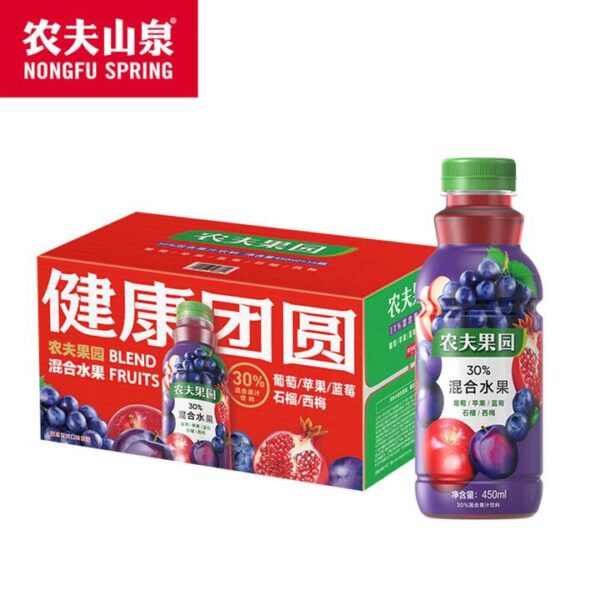 Nongfu Spring Orchard 30% Mixed Fruit Juice Drink – Grape Flavor, 450ml x 15 Bottles