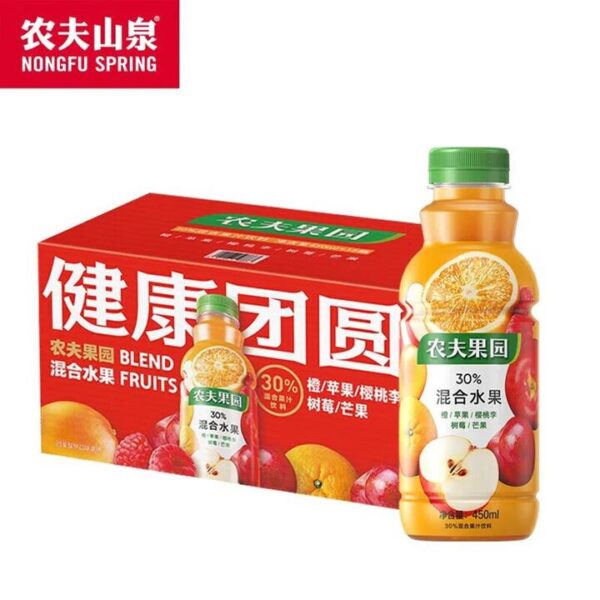 Nongfu Spring Fruit Orchard 30% Mixed Fruit Juice Drink (Orange Flavour) - 450 ml x 15 Bottles (Case)