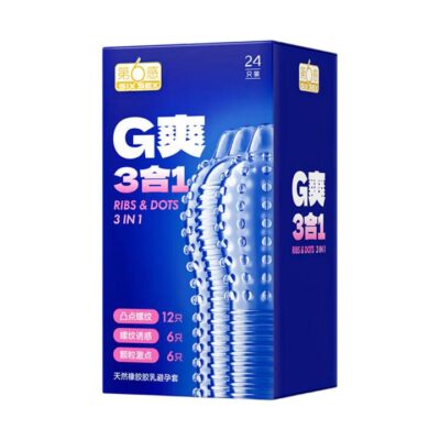 Six Sex G Pleasure 3-in-1 Ribbed & Dotted Condoms - 24 Count
